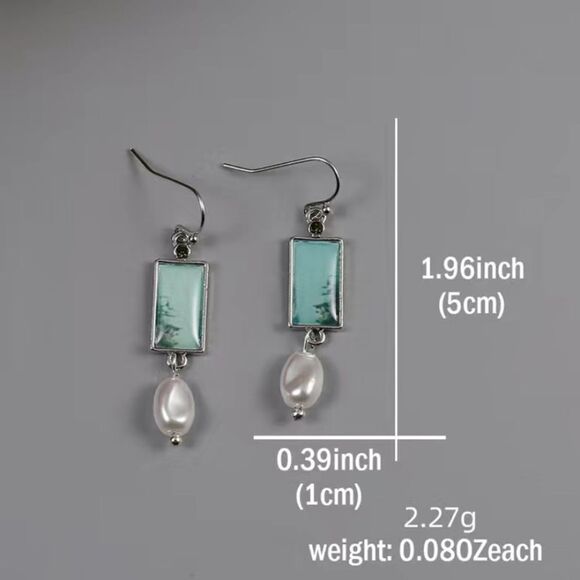 🔅🆕🔅 Elegant Chic Classy Silver Plated Opal Pearl Dangle Earrings✨ - Picture 8 of 13